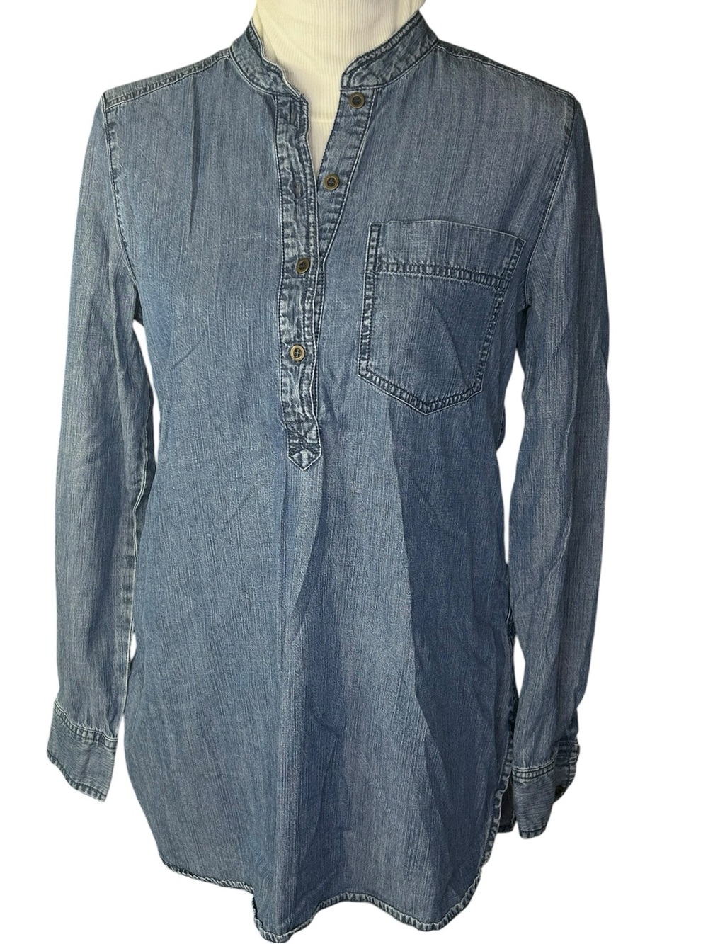Eileen Fisher Chambray Denim Tunic XS Top Pullover